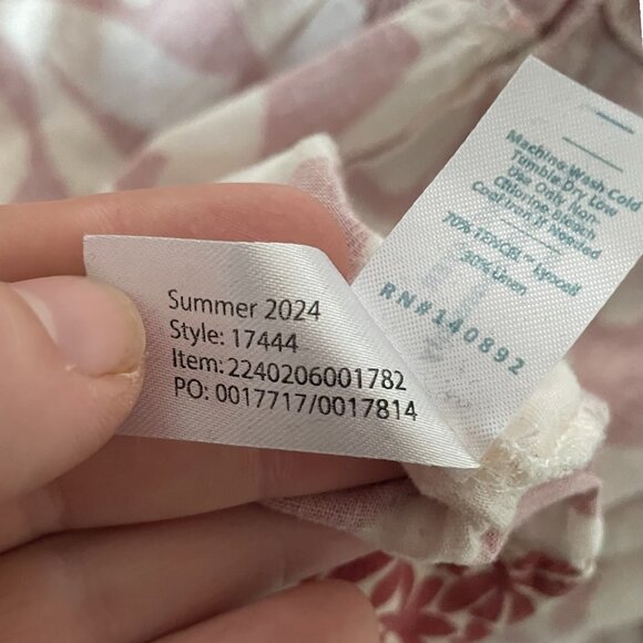 Marine Layer Selene Tiered Maxi Sun Dress L Red Cream Floral Square Neck Smocked - Picture 8 of 8